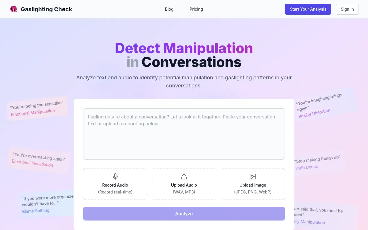 Gaslighting Check screenshot