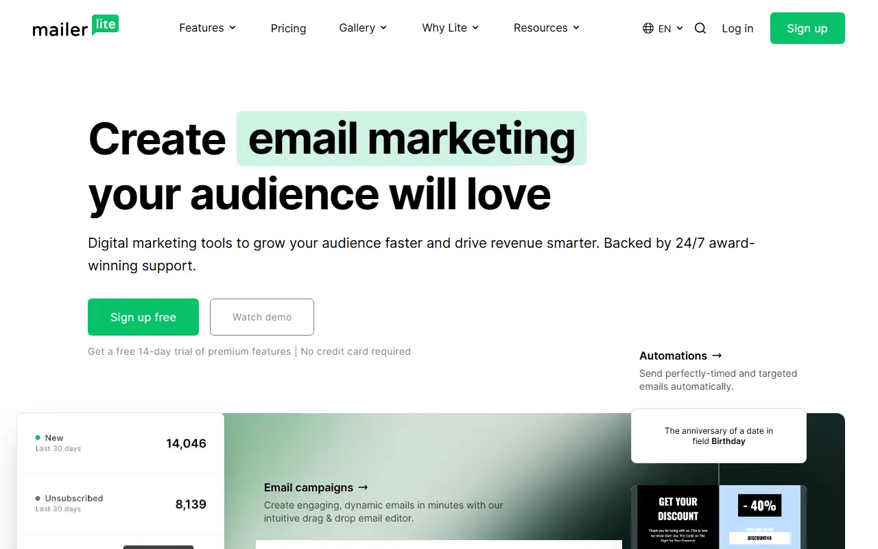MailerLite screenshot