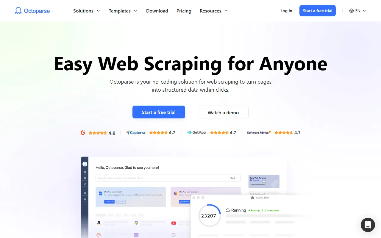 Octoparse screenshot