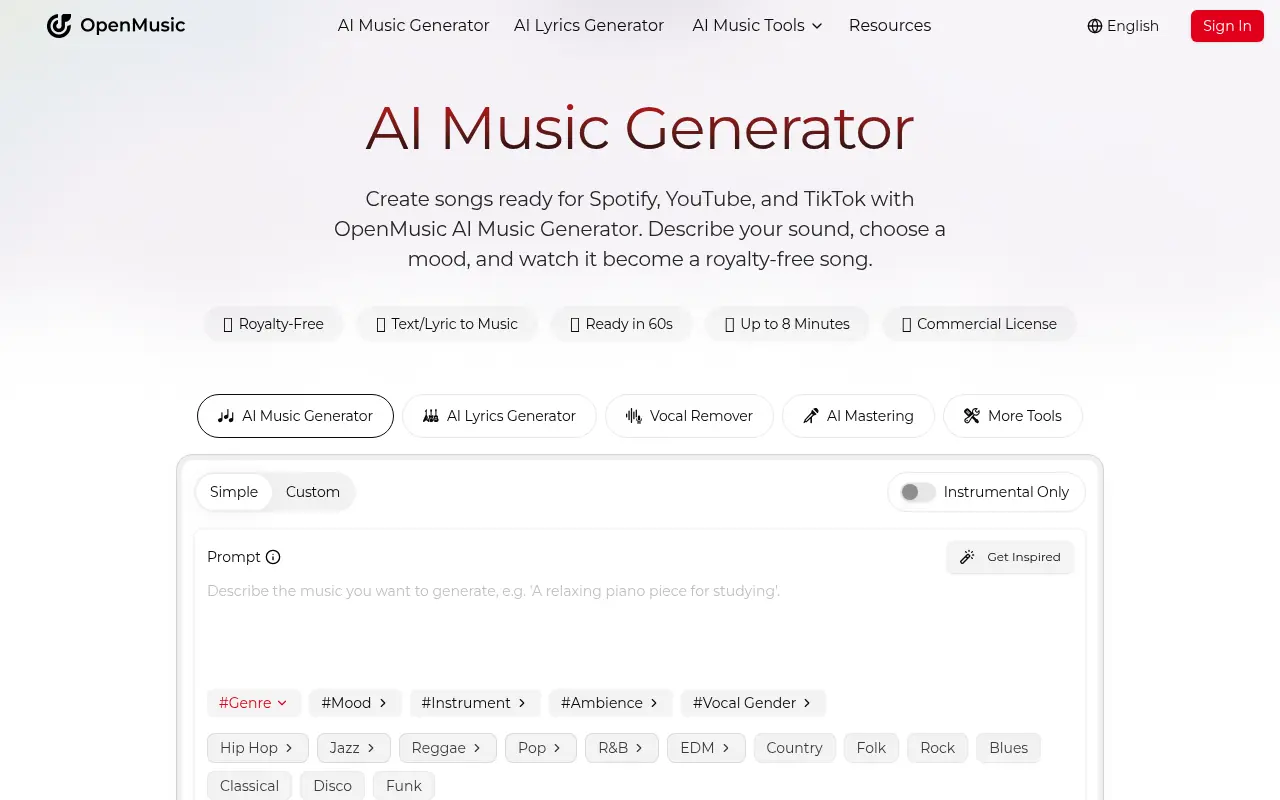 OpenMusic AI screenshot