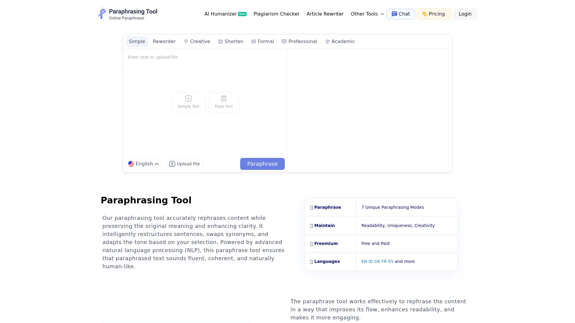 Paraphrasing.io screenshot
