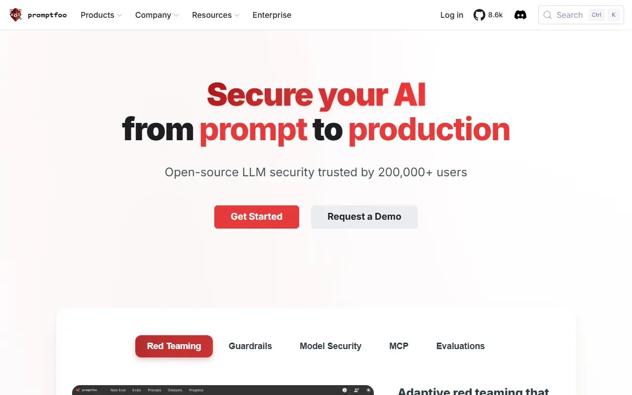 Promptfoo screenshot