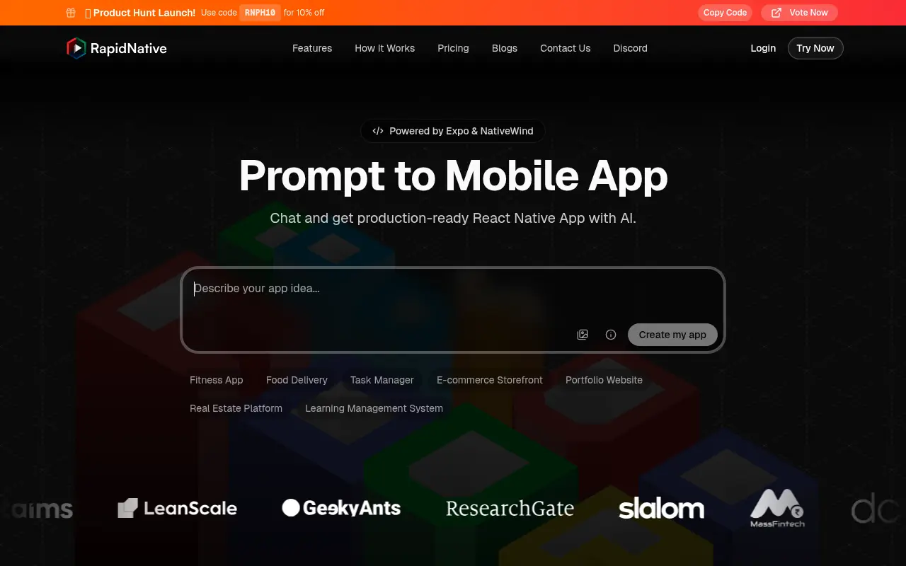 RapidNative screenshot
