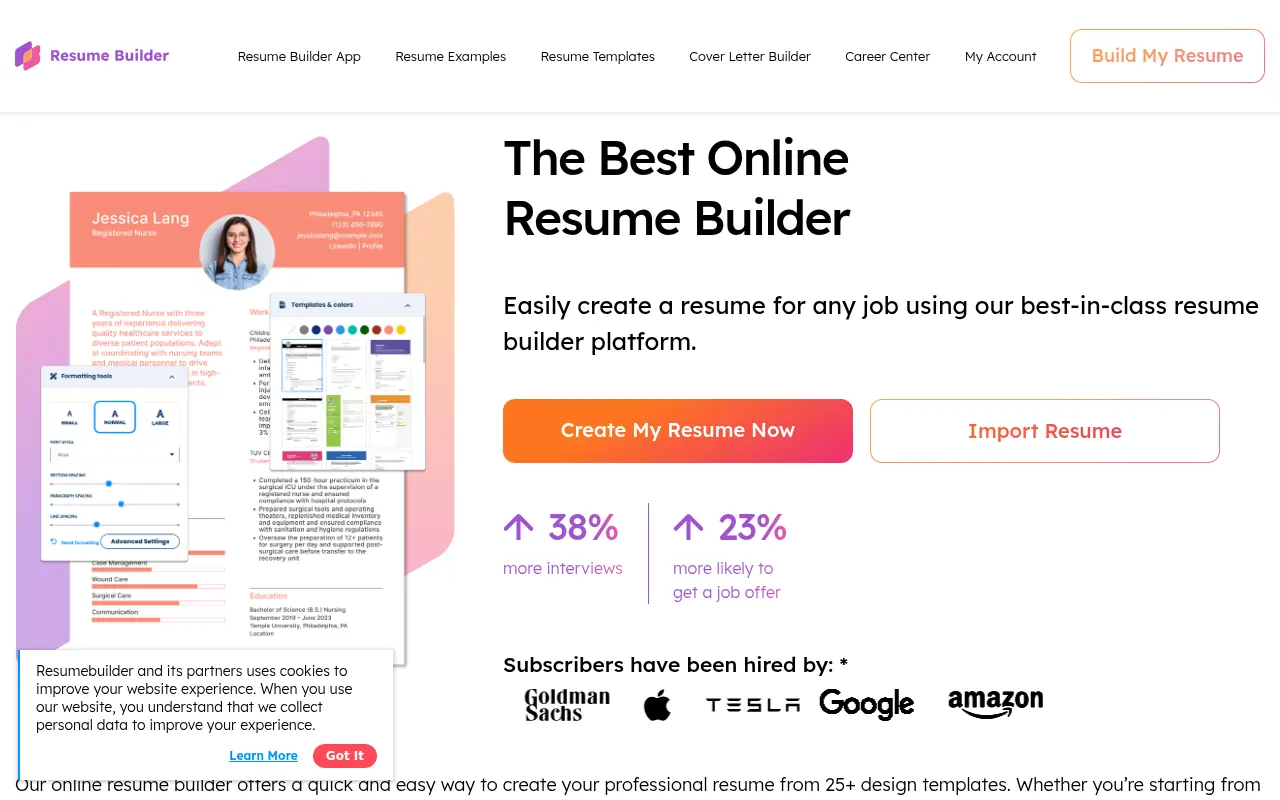 ResumeBuilder.com screenshot