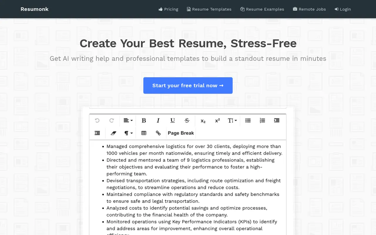 Resumonk screenshot