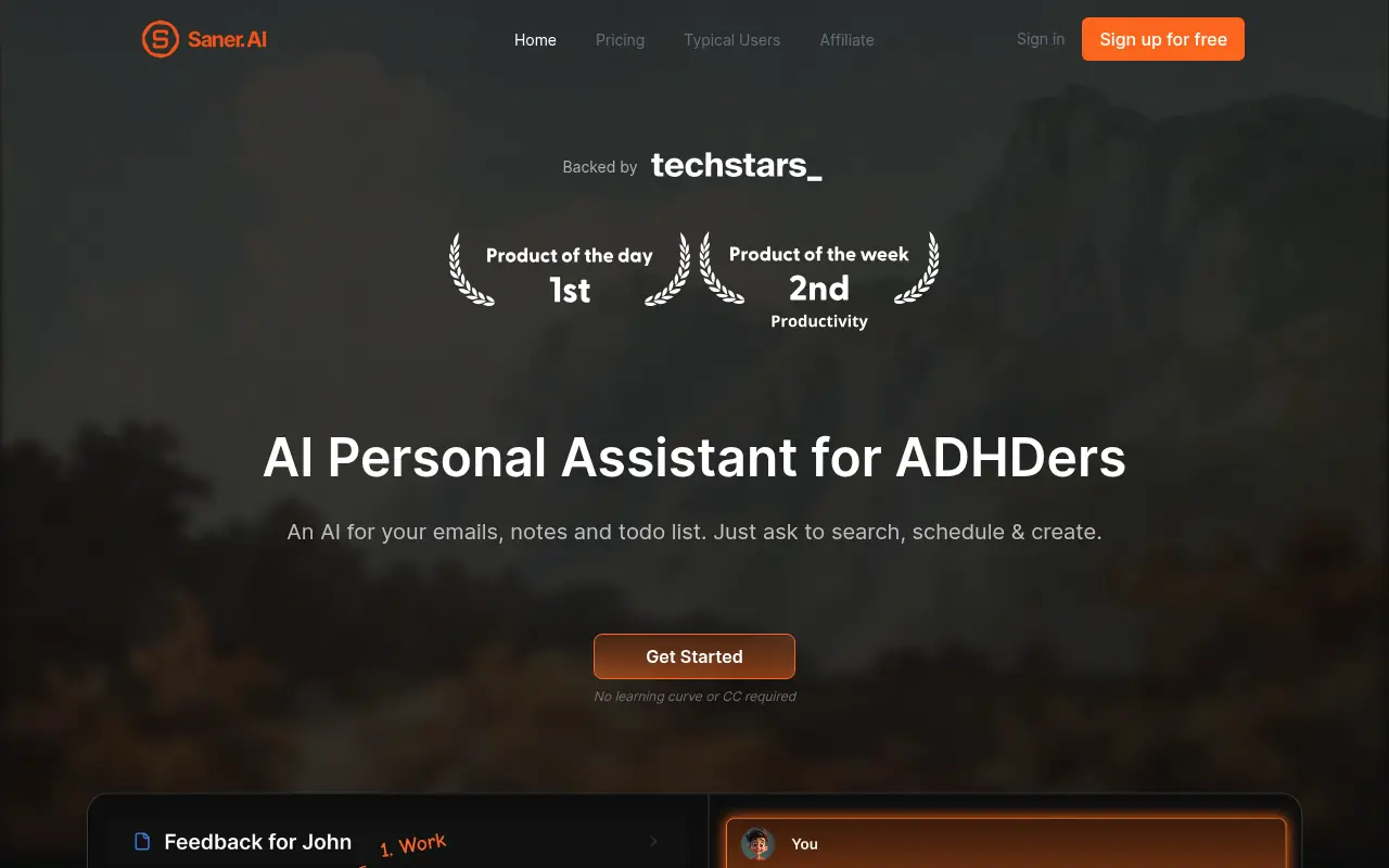Saner.ai screenshot