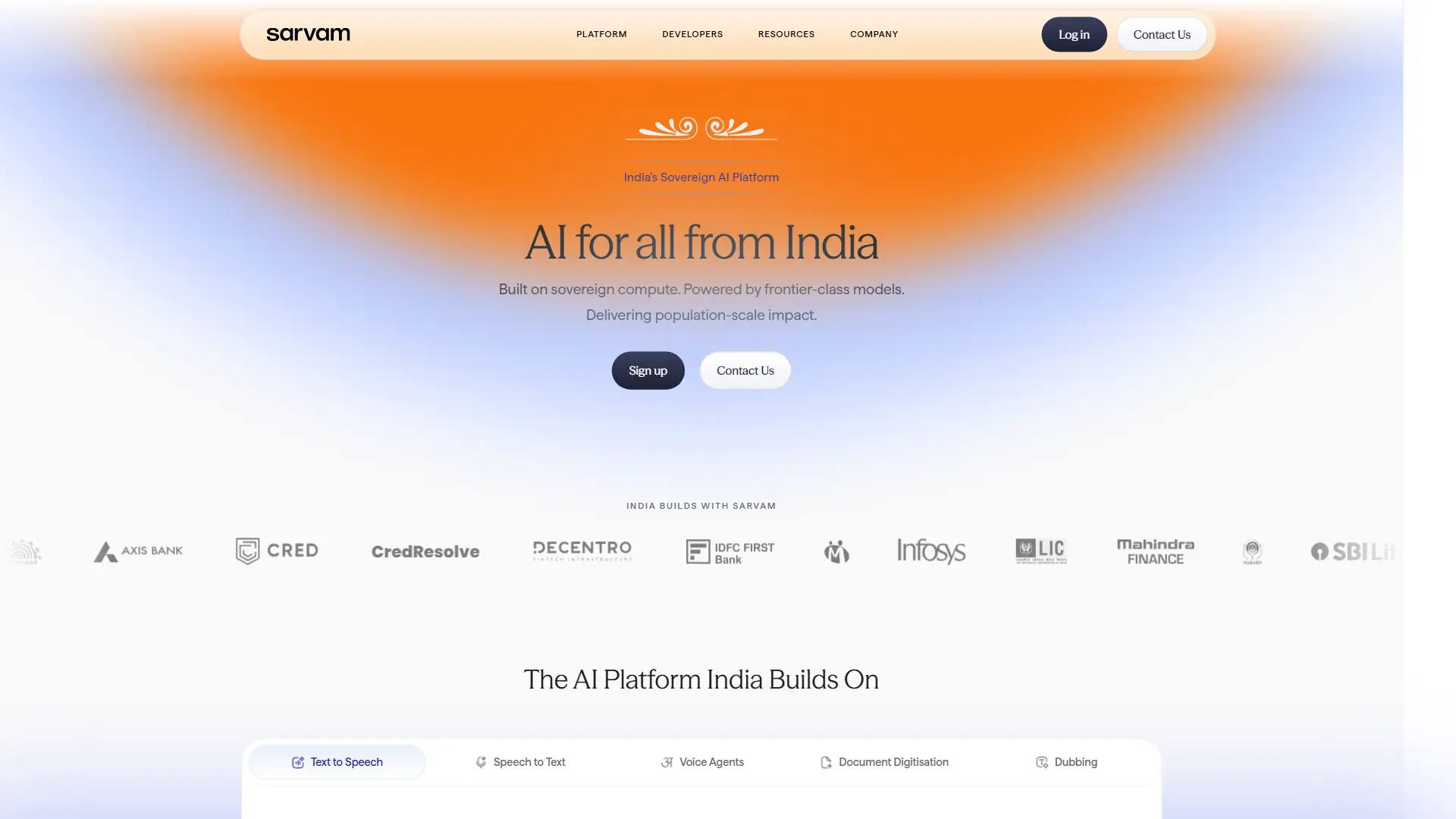 Sarvam AI screenshot