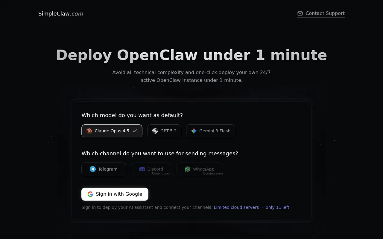 SimpleClaw screenshot