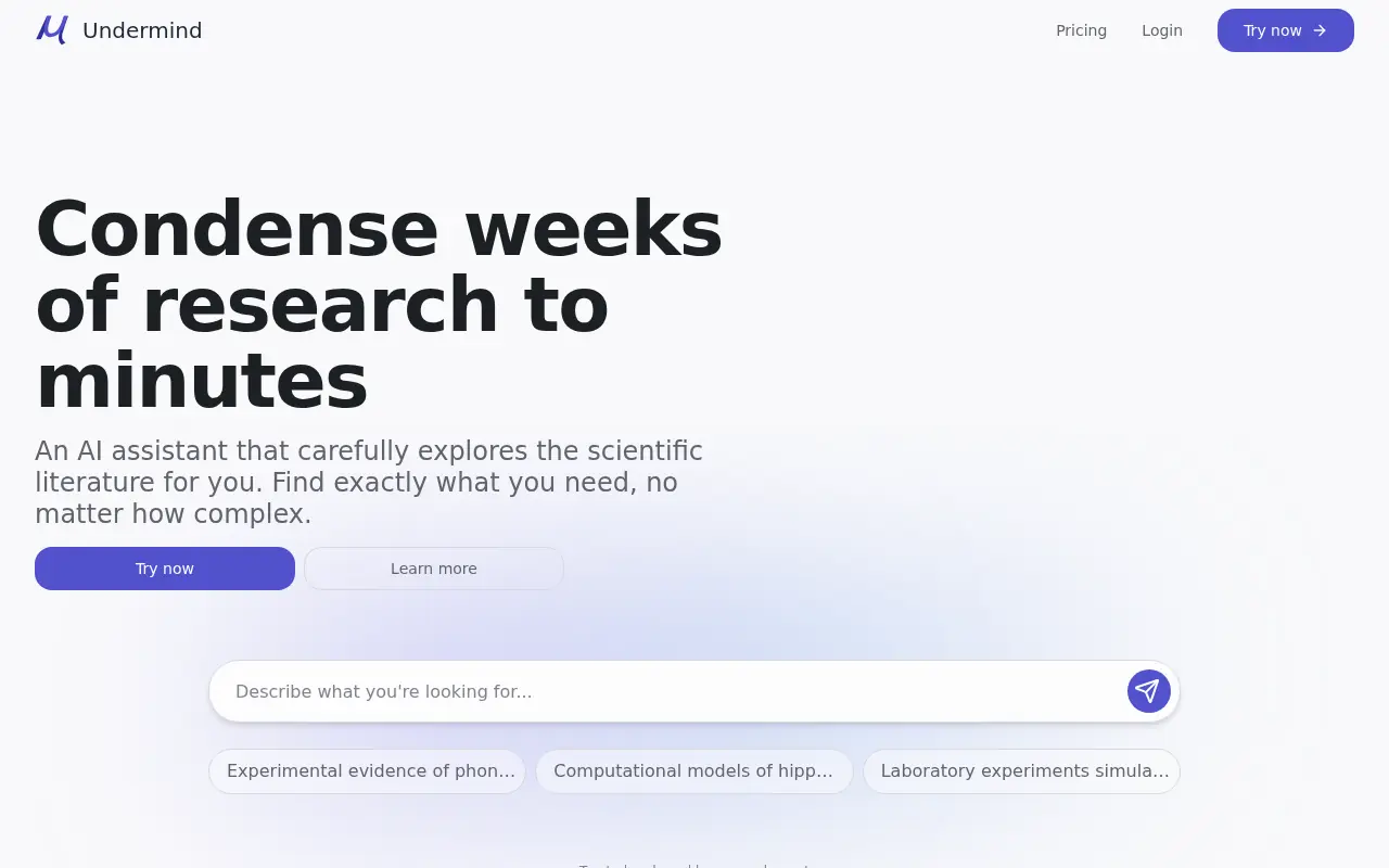 Undermind.ai screenshot