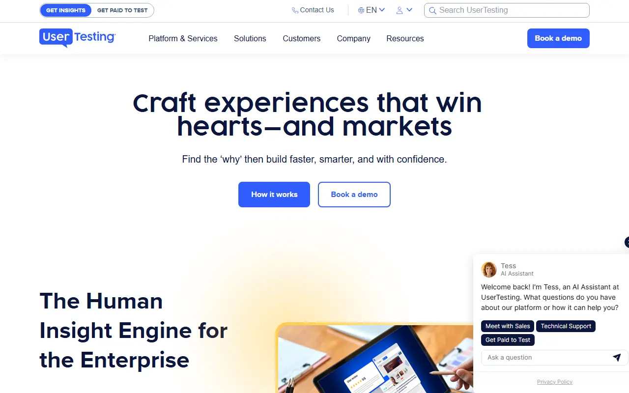 UserTesting screenshot