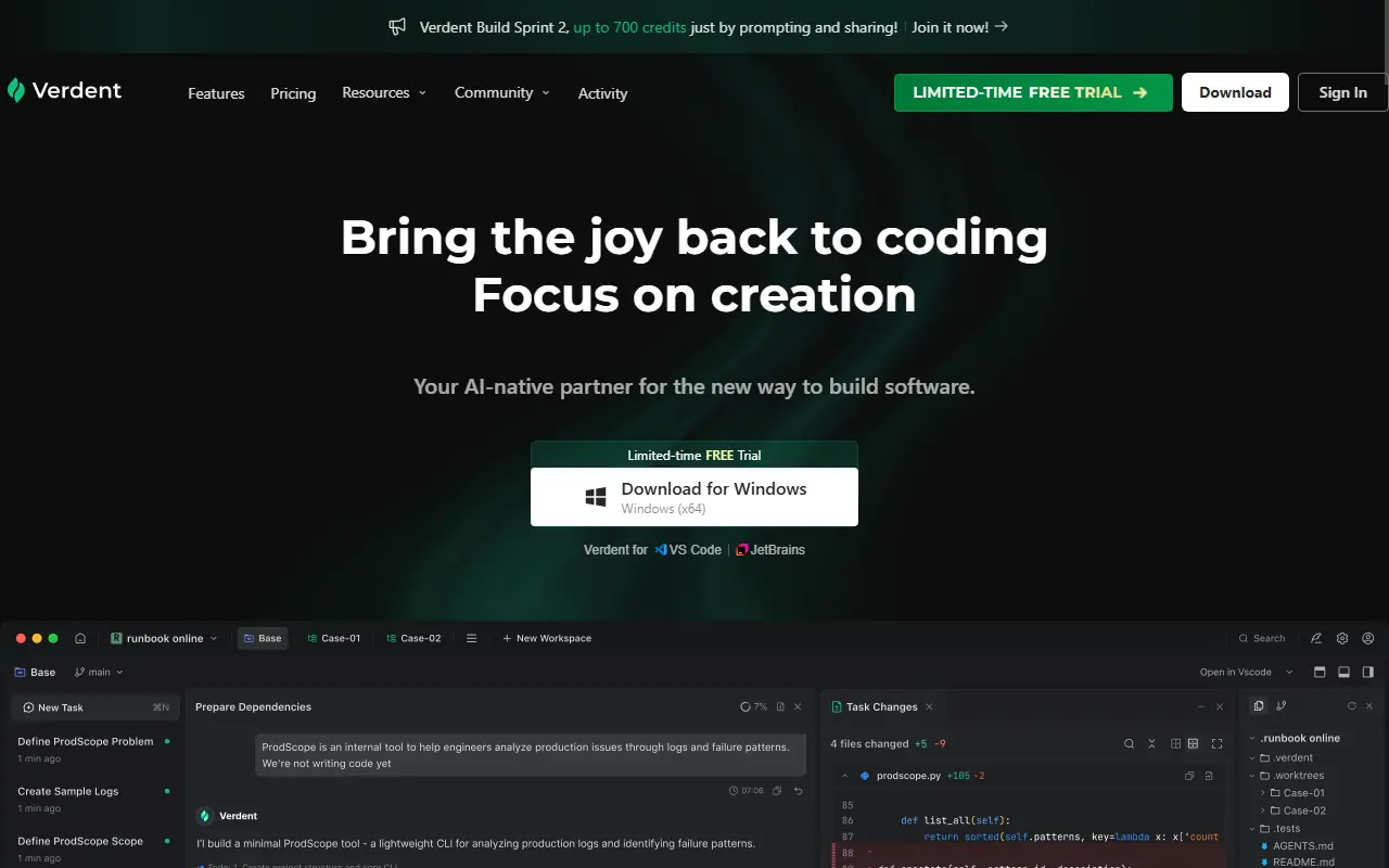 Verdent AI screenshot