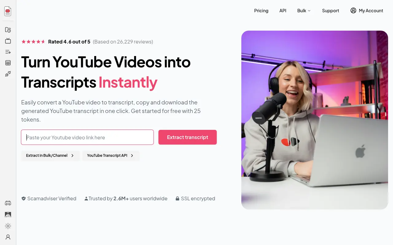 YouTube-Transcript.io screenshot