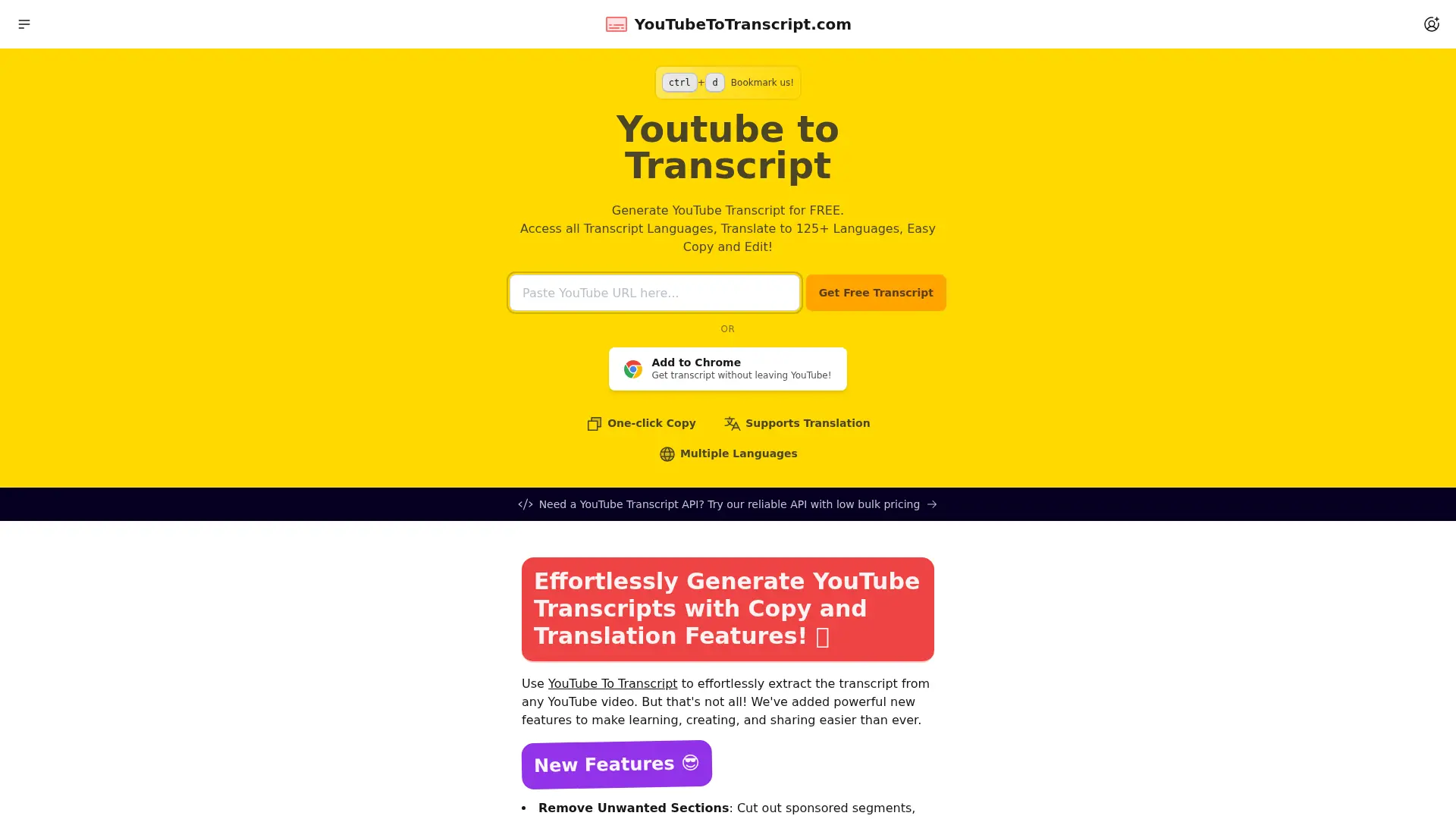 YouTube To Transcript screenshot