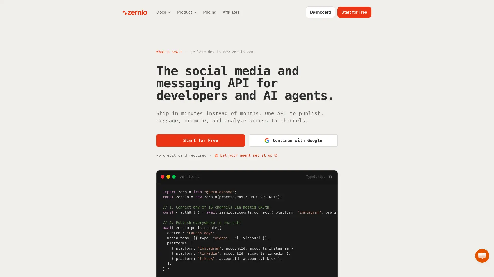 Zernio screenshot